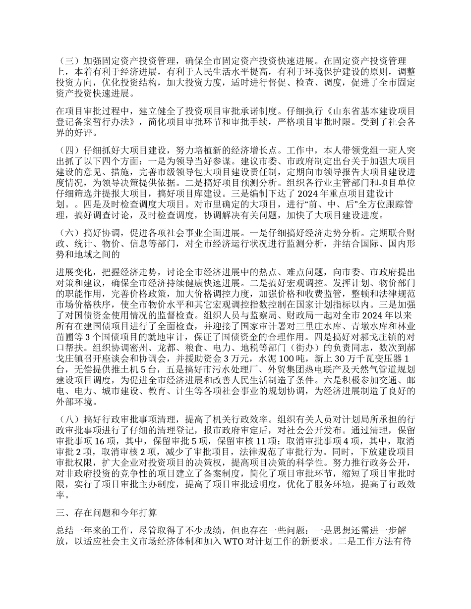 “市计划局个人总结个人工作计划_第2页