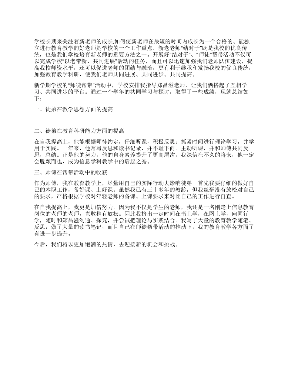 “师徒帮带工作总结_第1页
