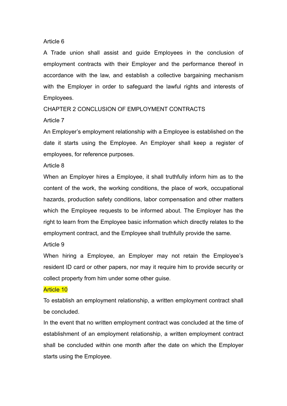 【常用法规】中华人民共和国劳动合同法(英文版)_第3页