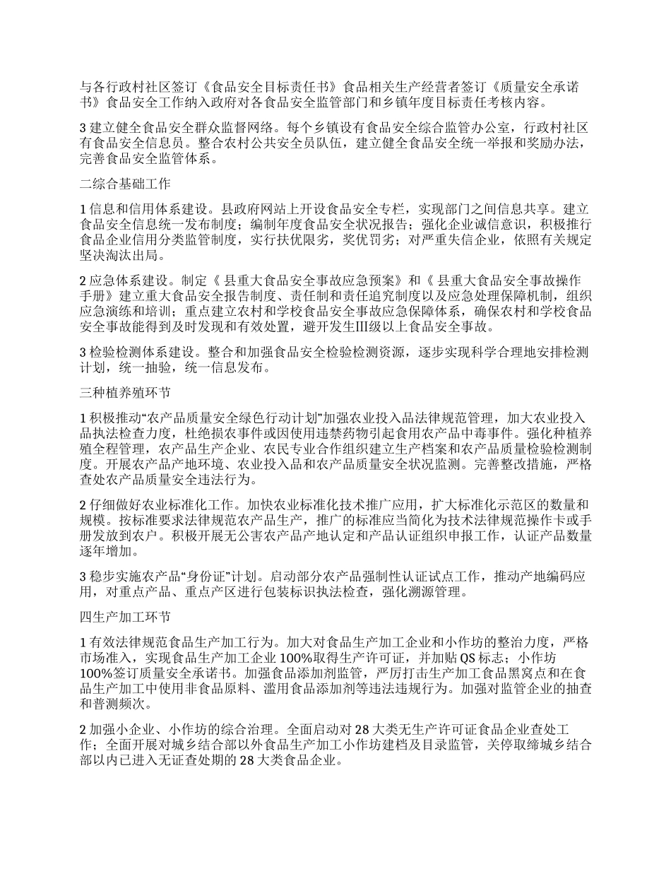 “建设食品安全示范县工作规划政府工作计划_第2页