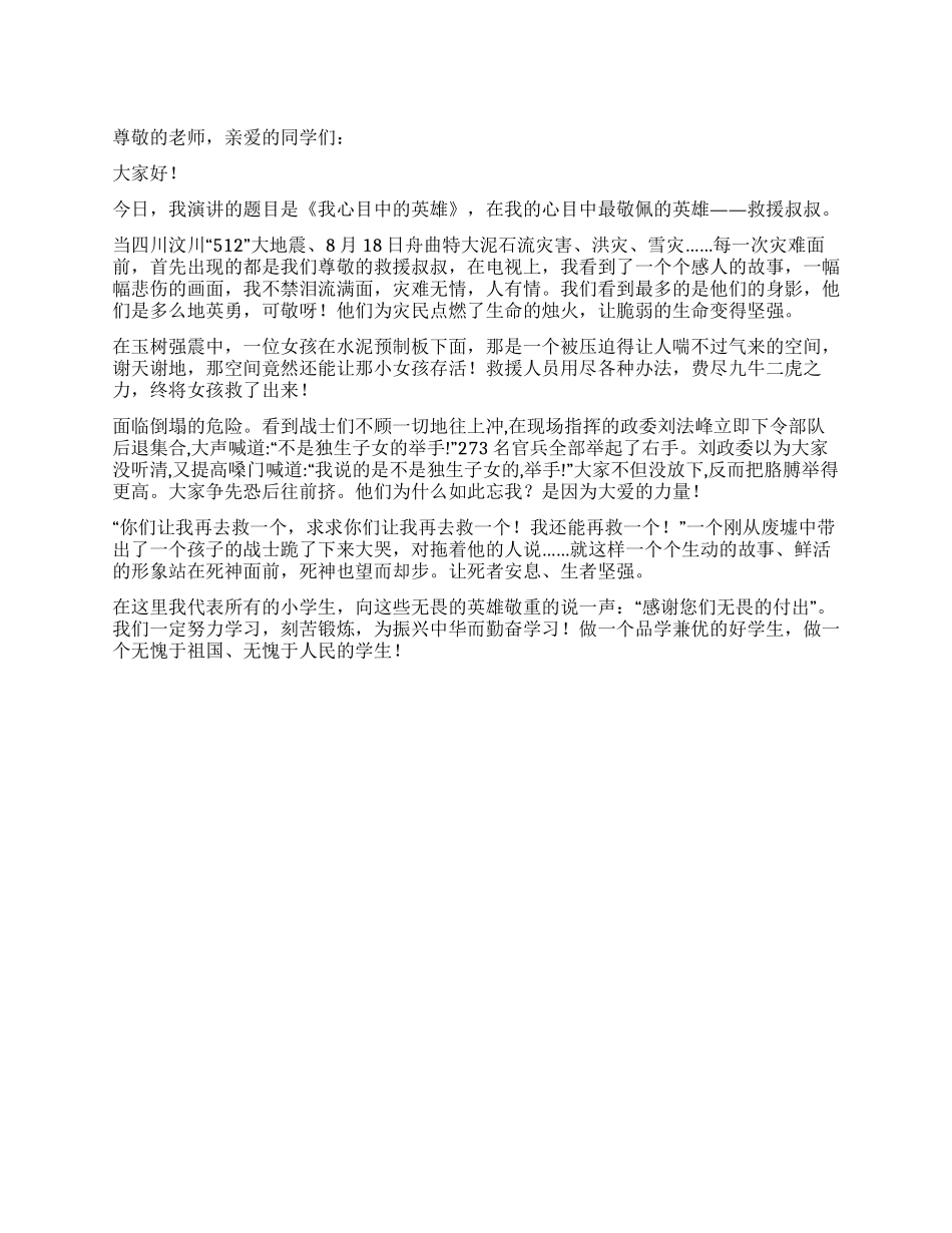 “我心目中的英雄演讲稿_第1页