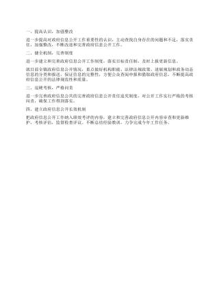 “政务信息公开整改计划政府工作计划