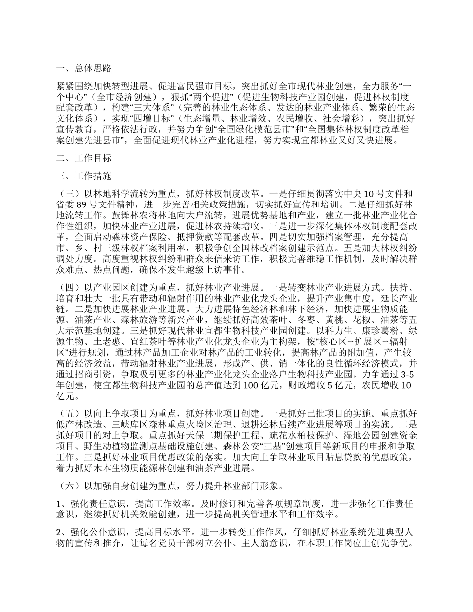 “林业工作方针政府工作计划_第1页