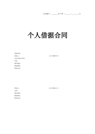 个人借款合同(新)
