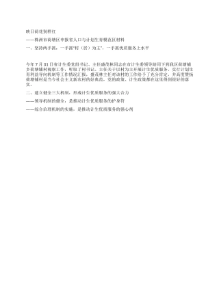 “申报省人口与计划生育模范区汇报计划生育工作计划