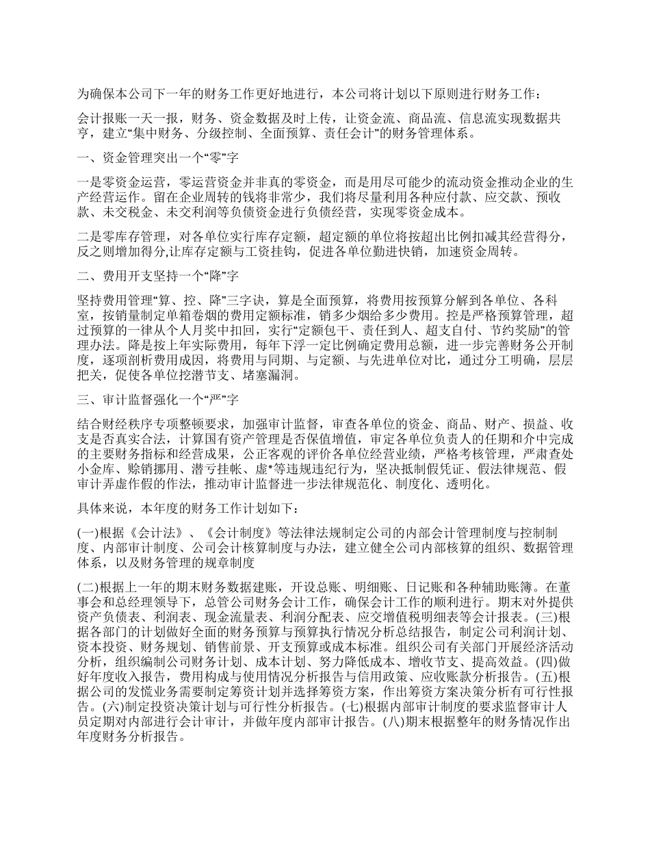 “电子股份公司财务计划财政工作计划_第1页