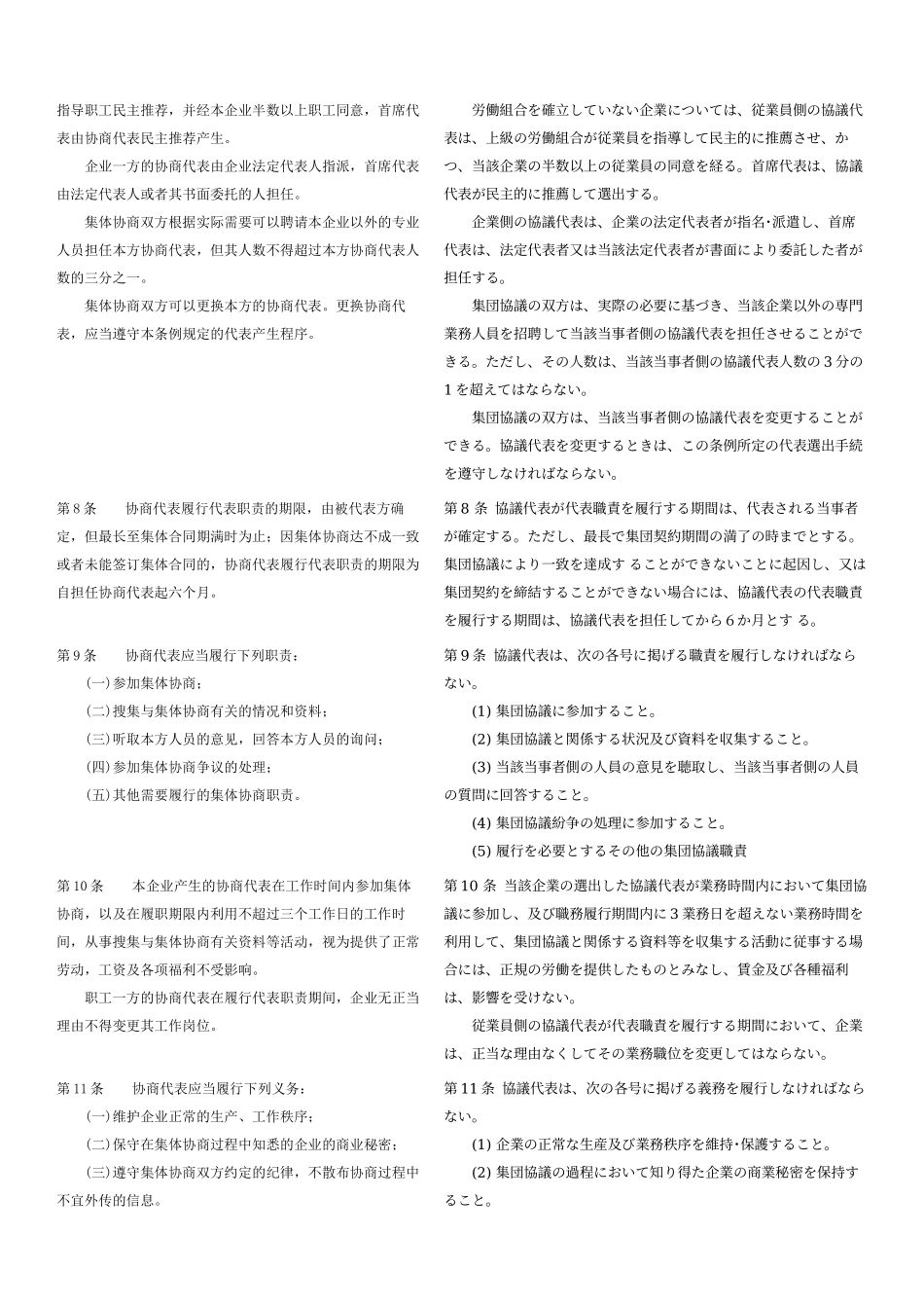上海市集体合同条例(中日双语)_第2页
