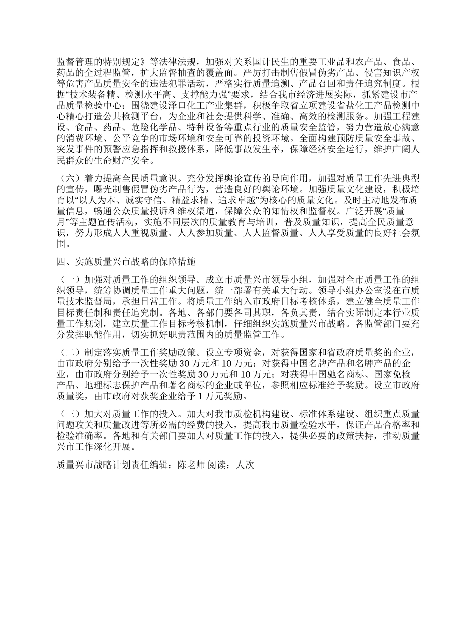“质量兴市战略计划政府工作计划_第3页