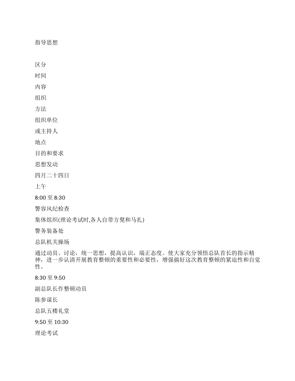 “部队驾驶员教育整顿计划安排表教育工作计划_第1页