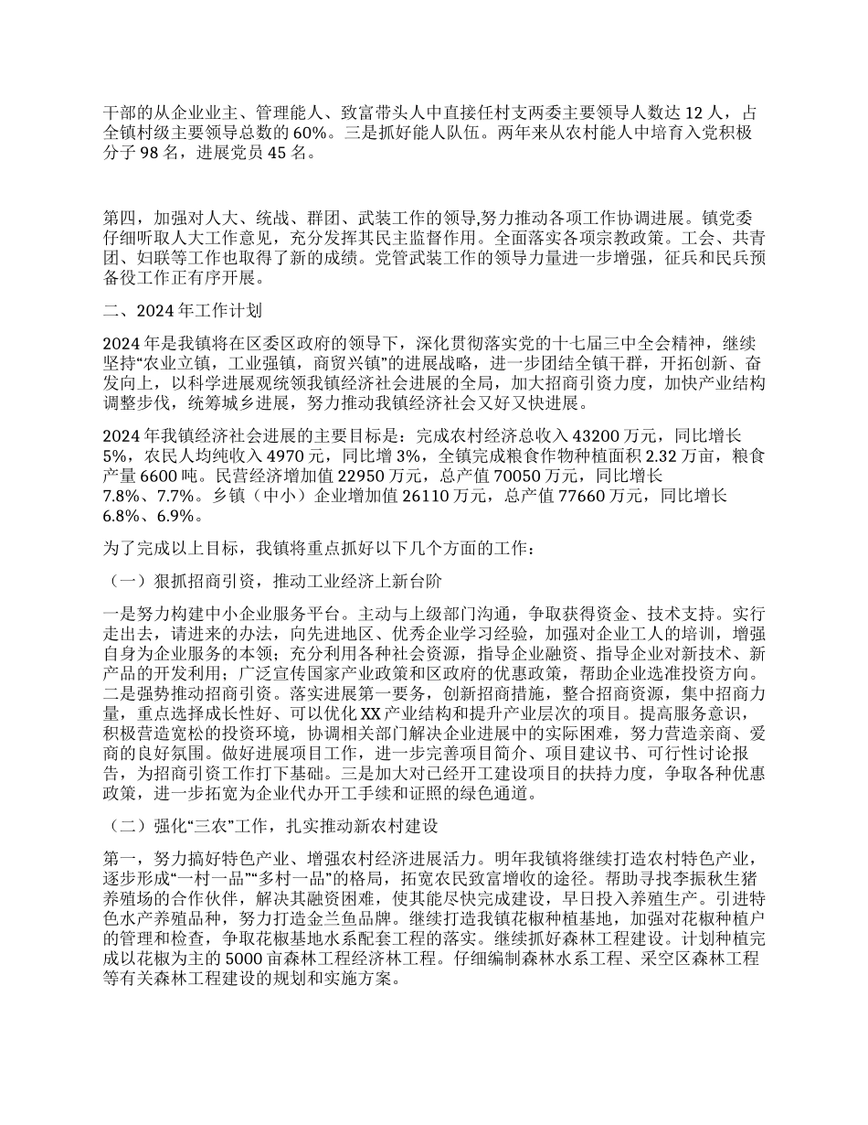 “镇政府总结和2024年计划政府工作计划_第2页