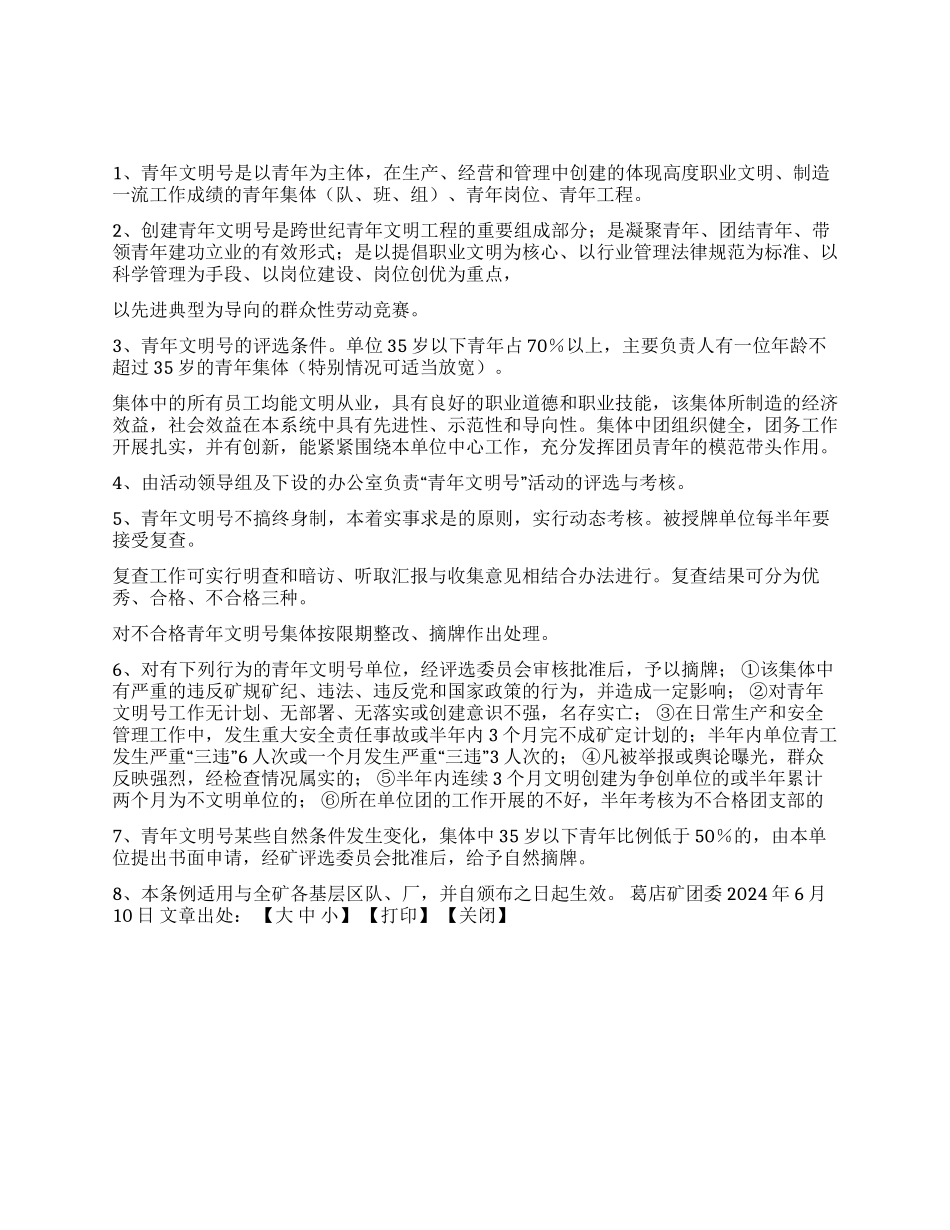 “青年文明号管理考核细则_第1页