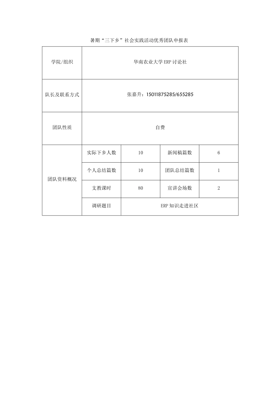 《2024年暑期“三下乡”社会实践活动优秀团队申报表》-张嘉升_第1页
