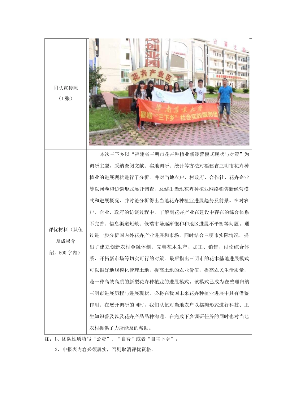 《2024年暑期“三下乡”社会实践活动优秀团队申报表》花非花队_第2页