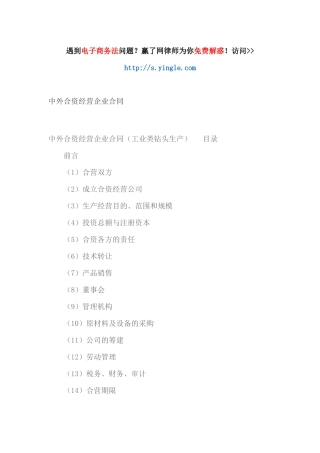 中外合资经营企业合同（DOC61页）