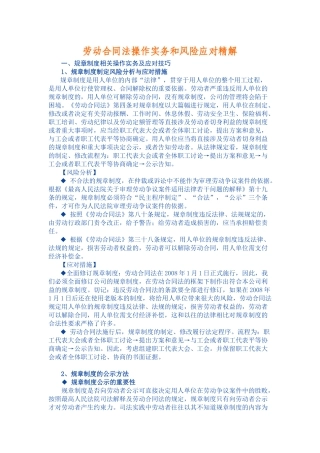 劳动合同法操作实务和风险应对精解