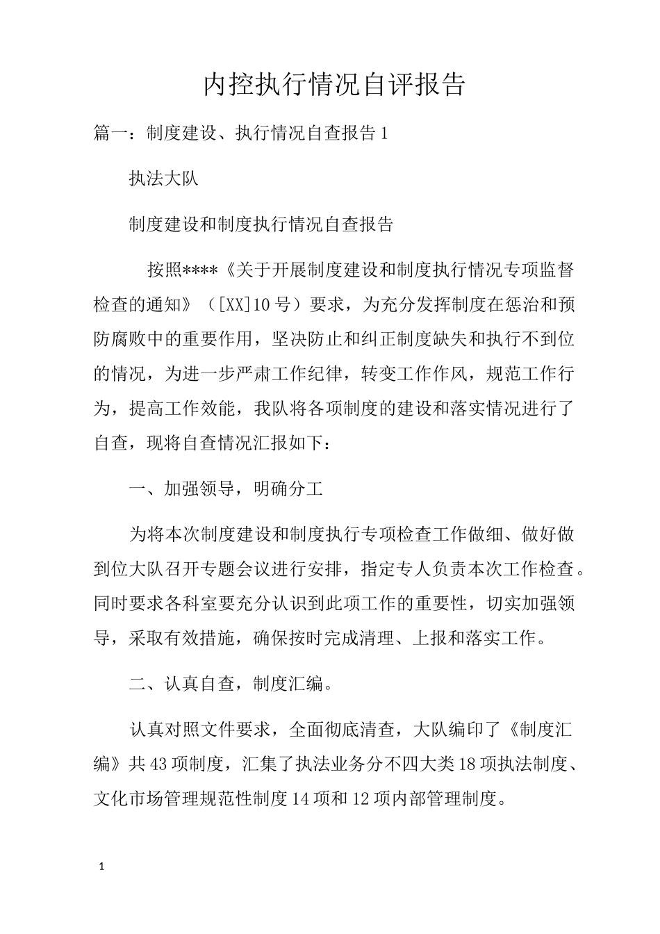 内控执行情况自评报告_第1页