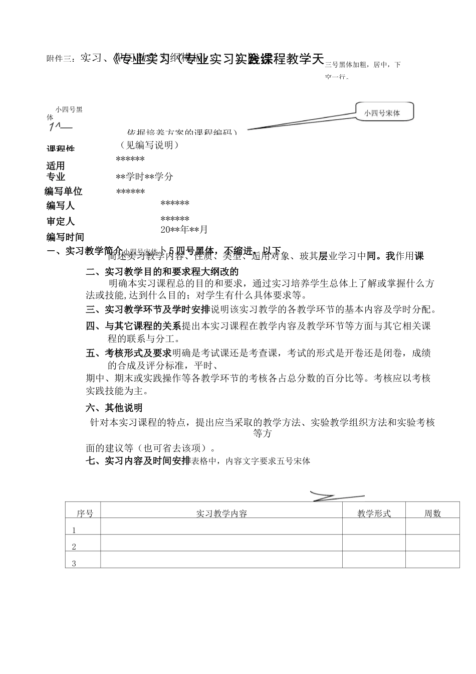 实践课程教学大纲模板_第3页