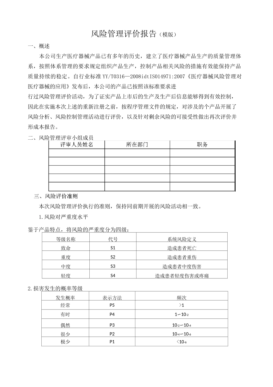 风险管理评价报告模版_第1页