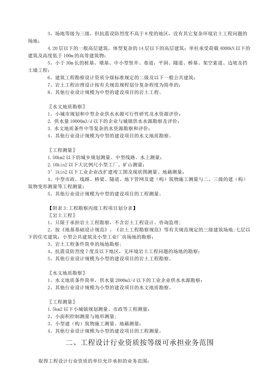 工程勘察、设计资质等级承担任务范围_第3页