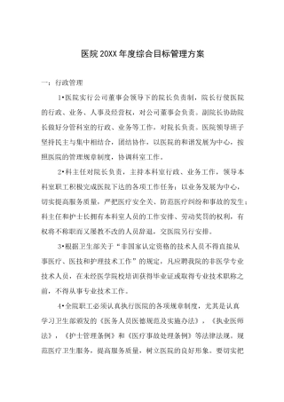 医院年度综合目标管理方案