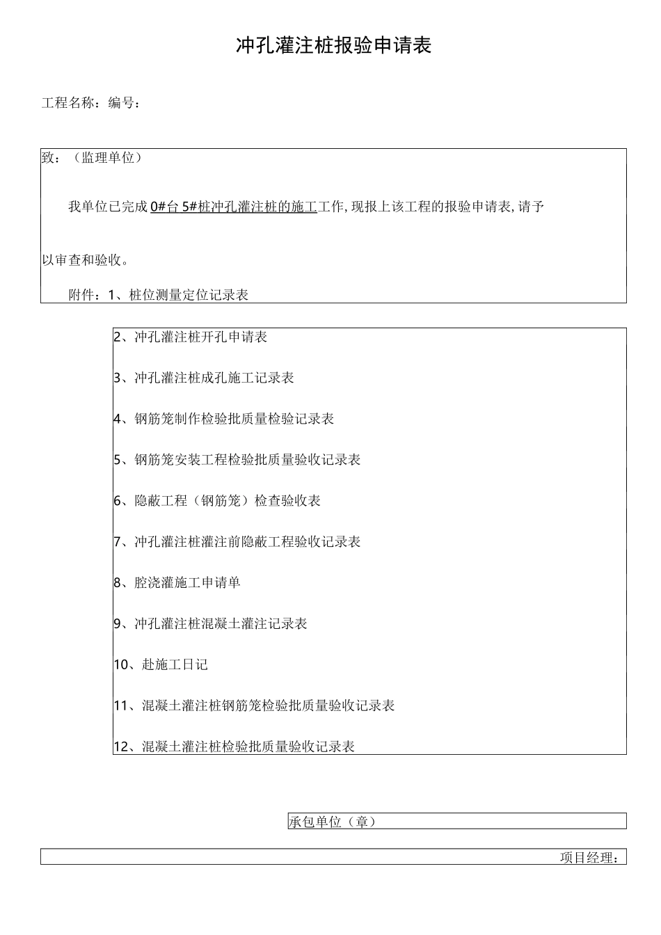 (完整版)冲孔灌注桩全套表格_第1页