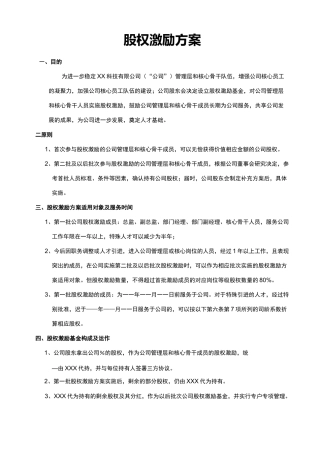 股权激励方案范本