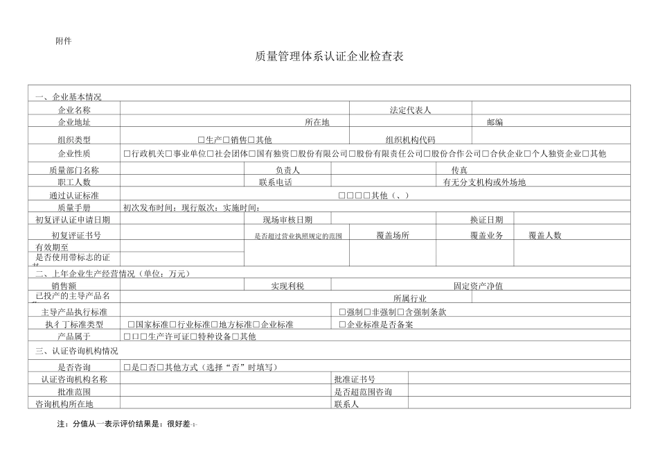 质量管理体系企业检查表_第1页