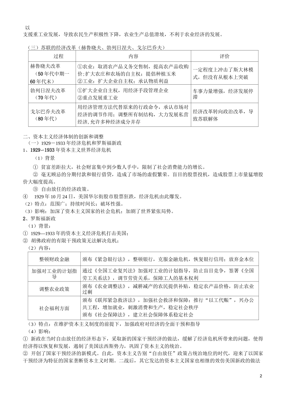 高考历史世界现代史板块知识清单_第2页