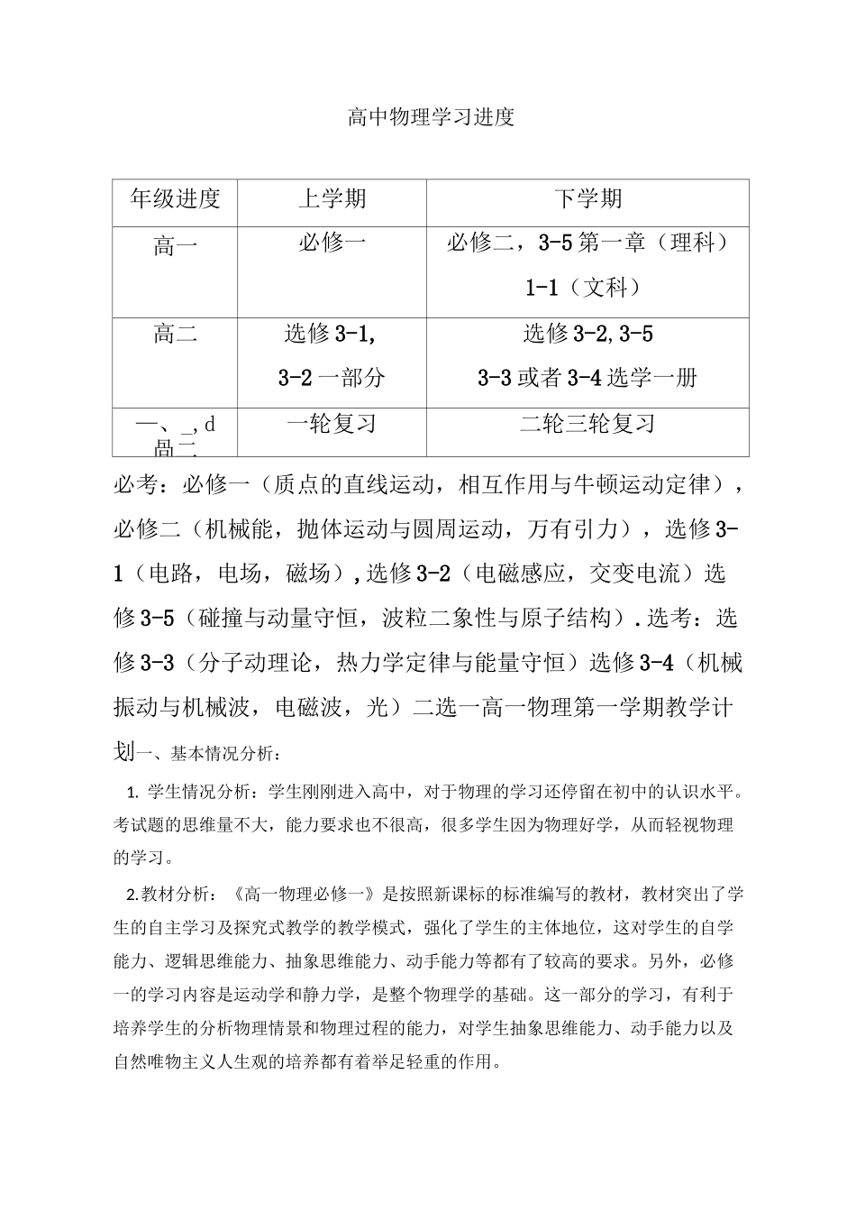 高中物理教学进度_第1页