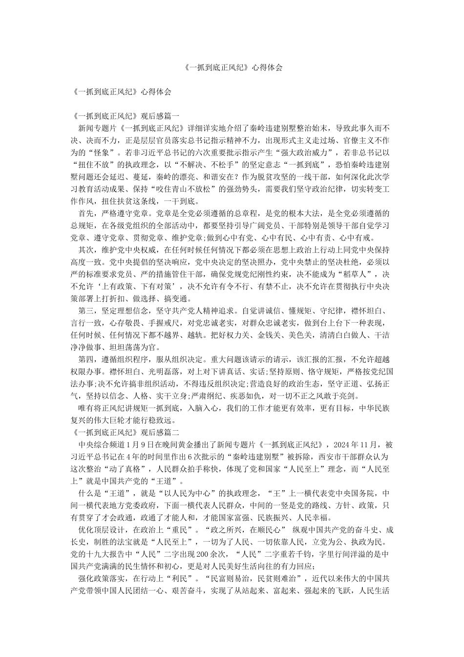 《一抓到底正风纪》心得体会_第1页