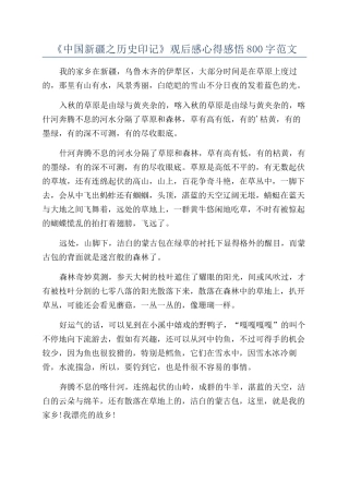 《中国新疆之历史印记》观后感心得感悟800字范文