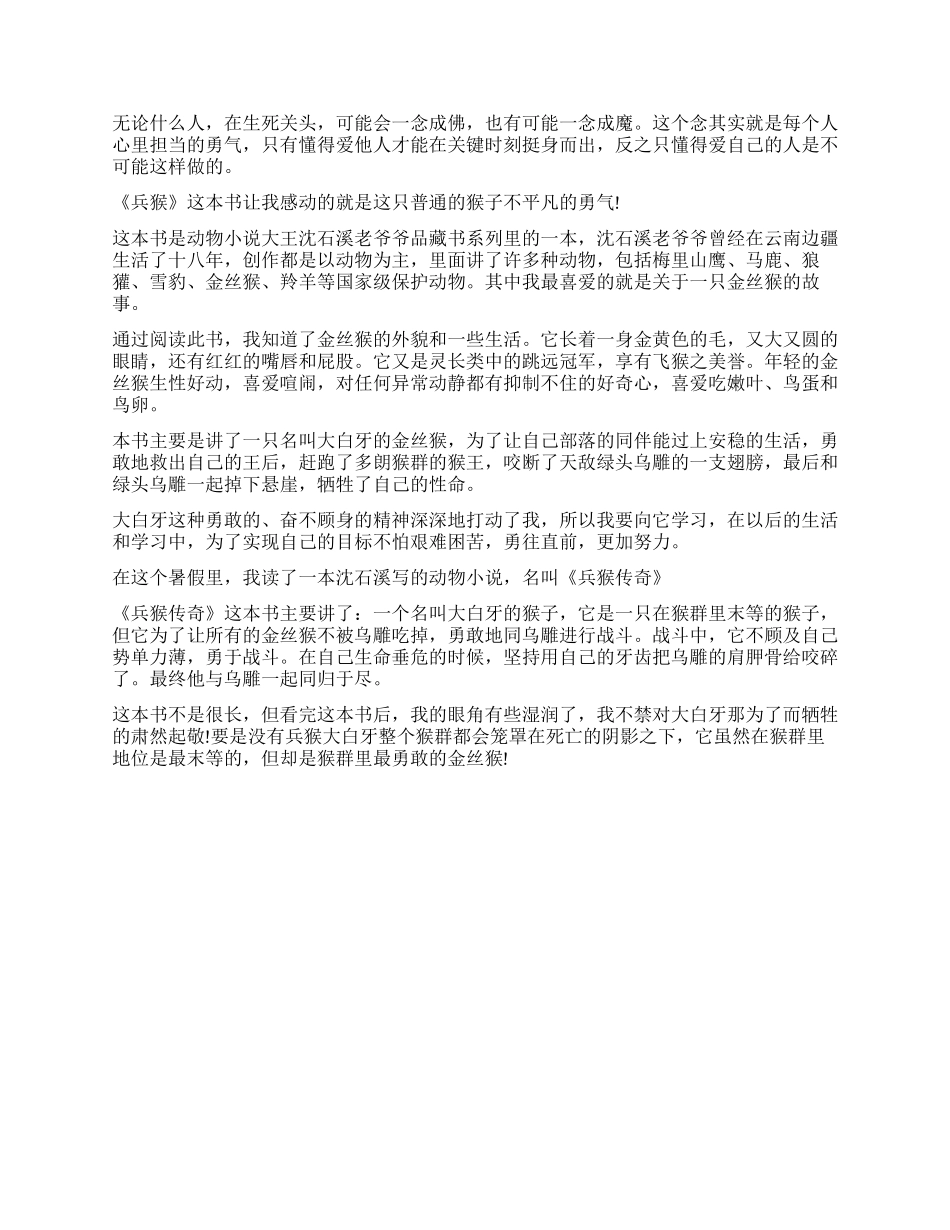 《兵猴传奇》读后感5篇_第2页