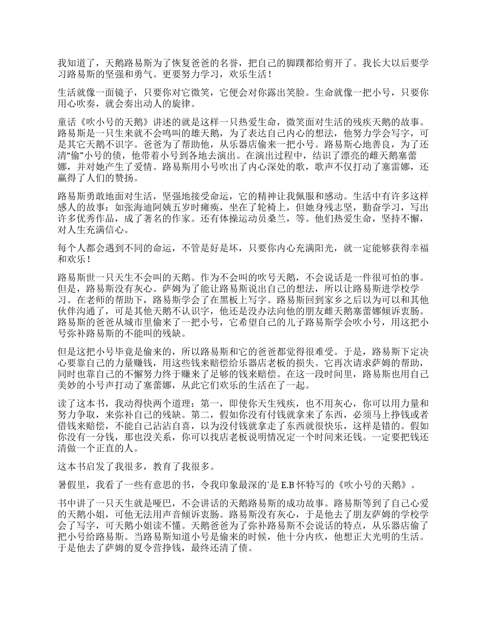 《吹小号的天鹅》读后感_第2页