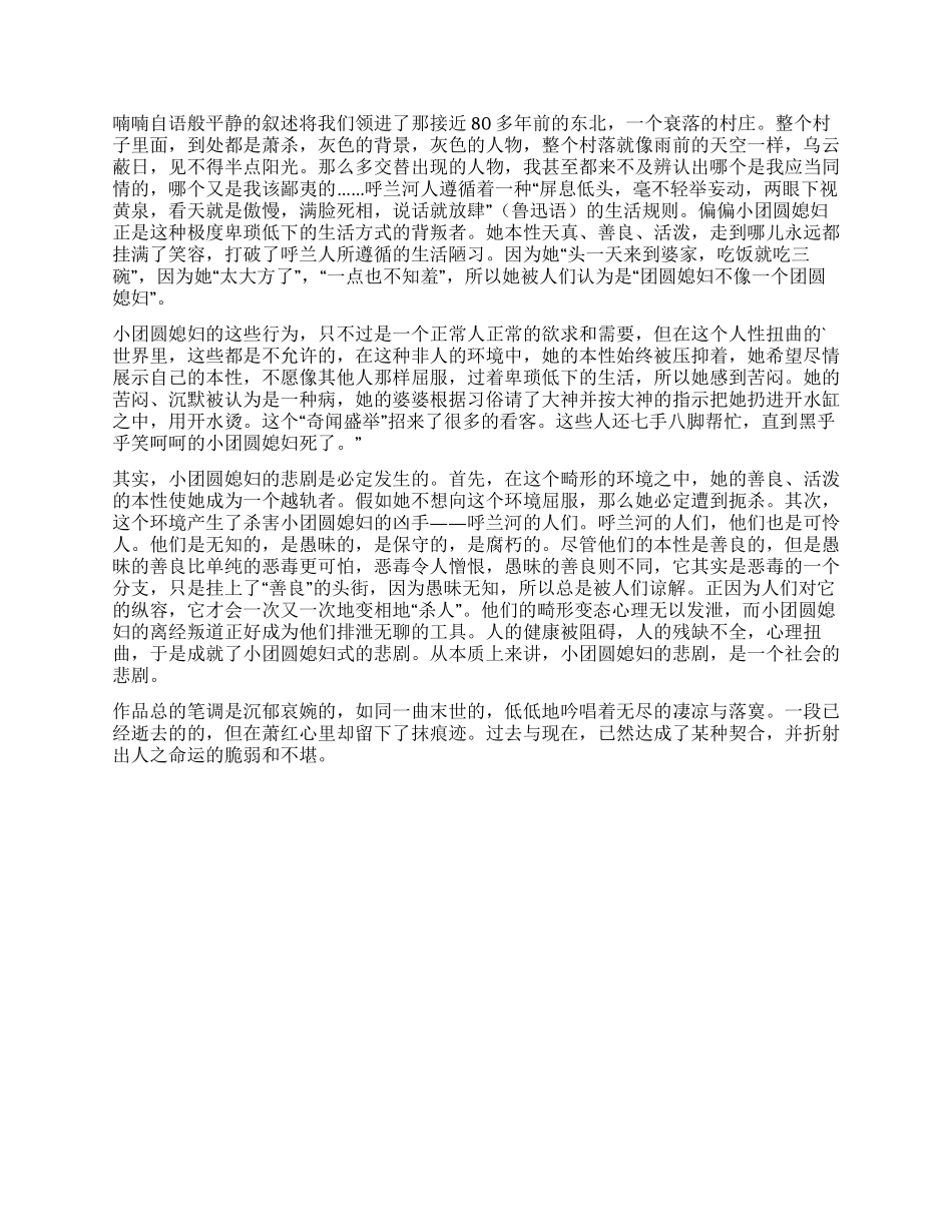 《呼兰河传》读后感_第2页