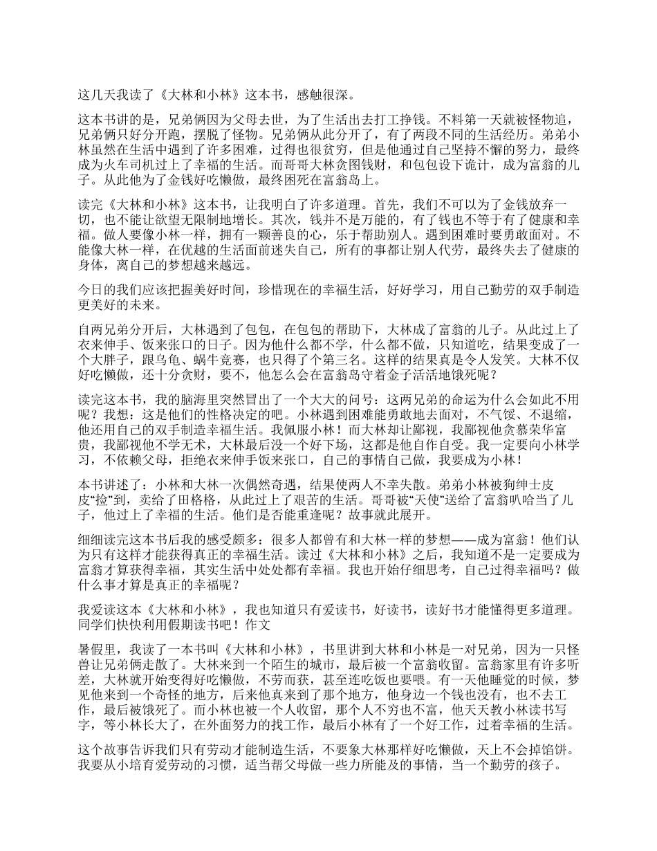 《大林和小林》读后感_第1页