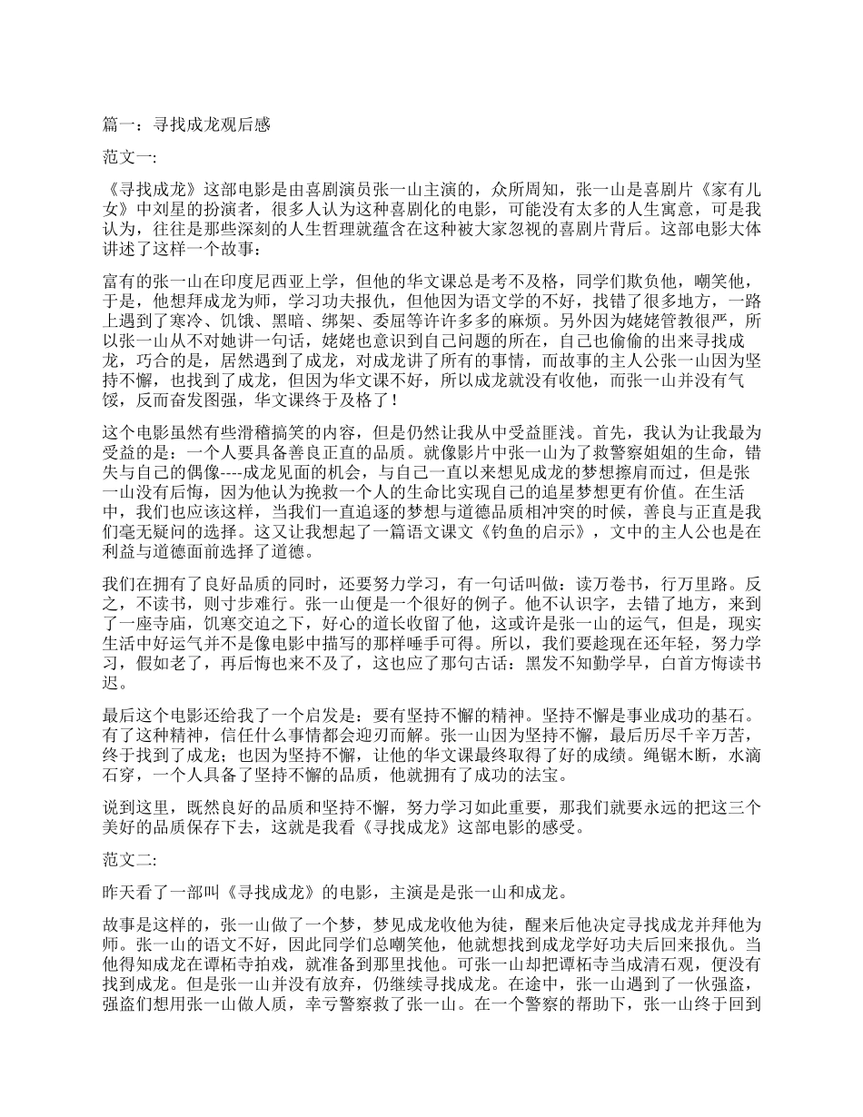 《寻找成龙》观后感_第1页