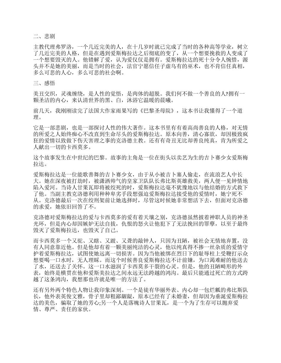 《巴黎圣母院》读后感_第2页