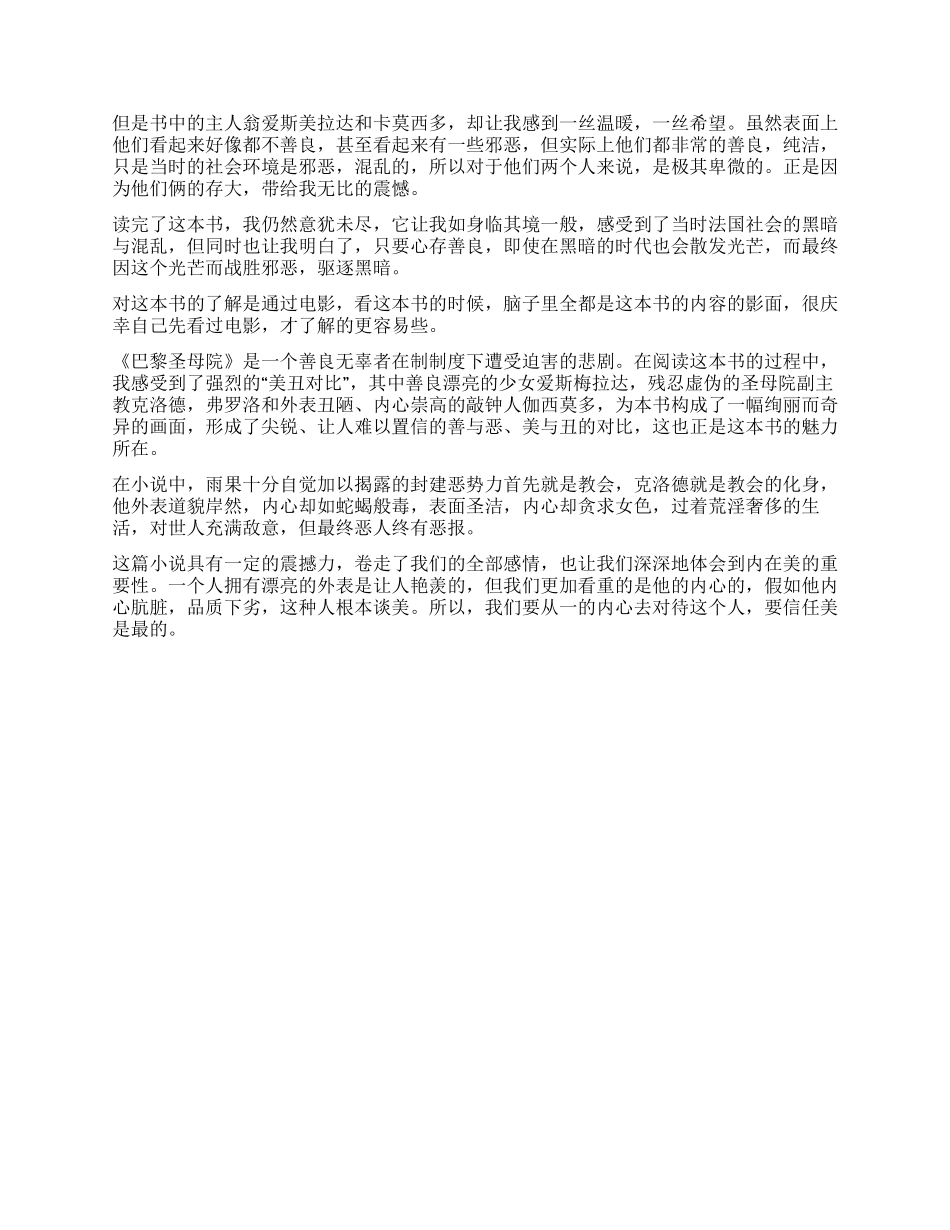 《巴黎圣母院》读后感700字_第3页