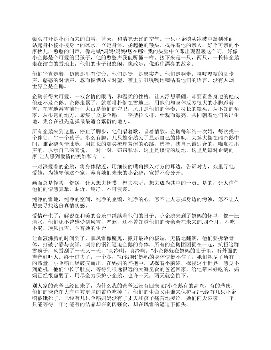 《帝企鹅日记》读后感_第1页