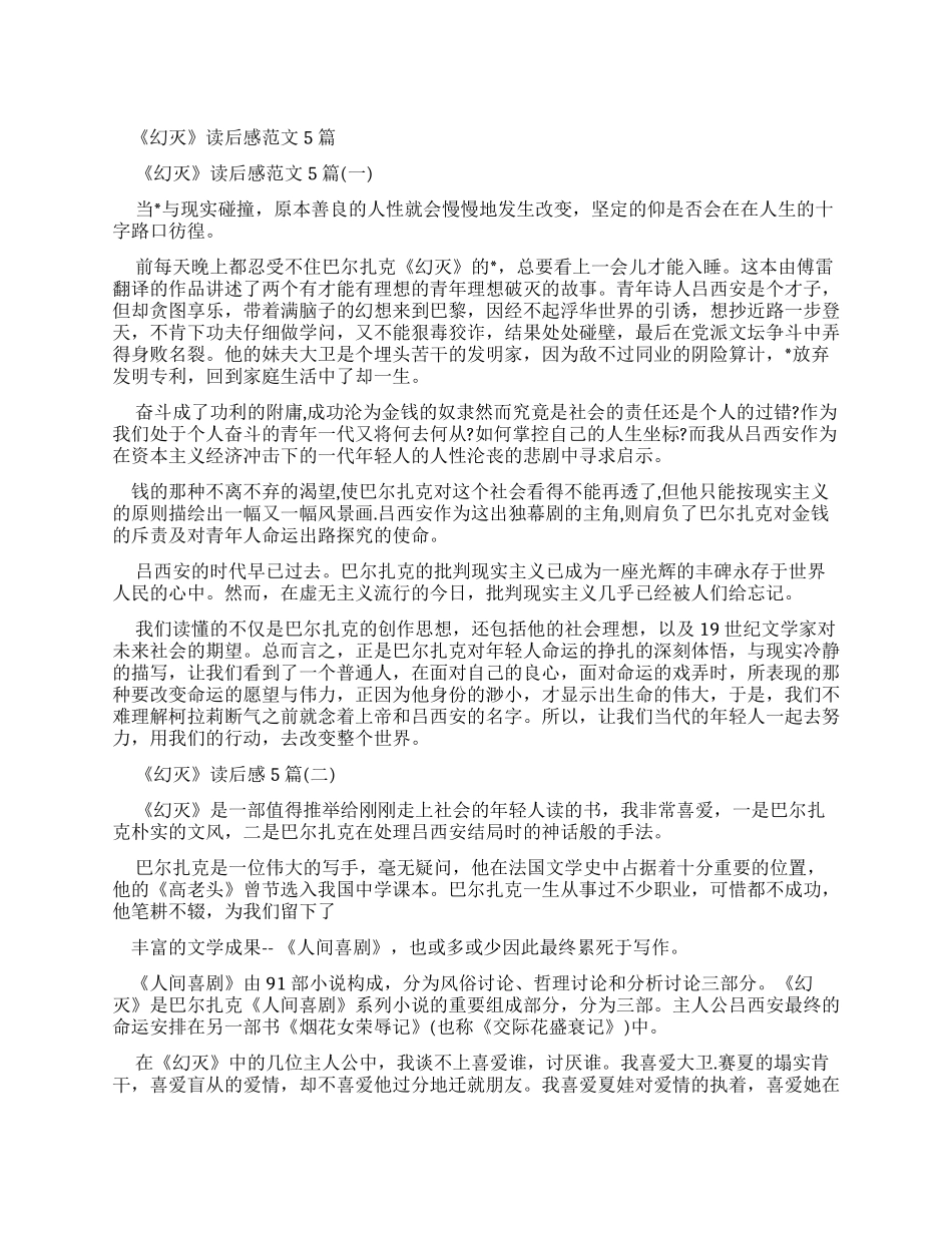 《幻灭》读后感例文2024_第1页