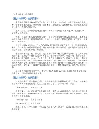 《槐乡的孩子》教学反思
