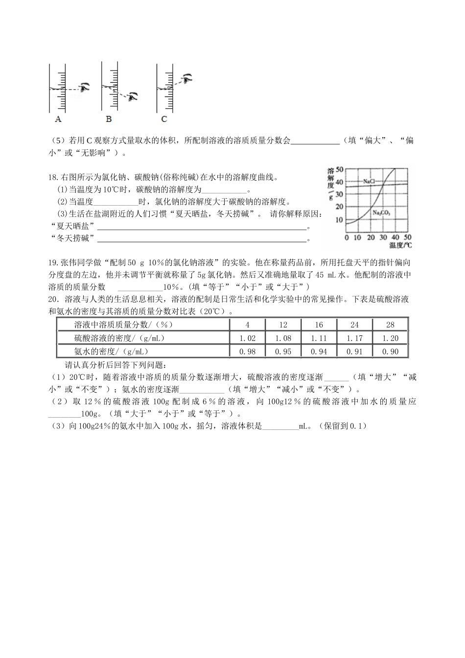 《溶液》全章复习与巩固(基础)-巩固练习_第3页