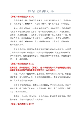 《犟龟》读后感例文2024