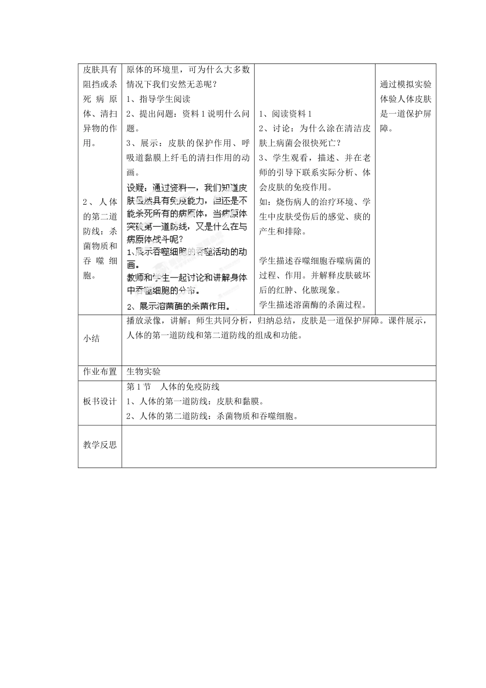 《第1节-人体的免疫防线(1)》教案3_第2页