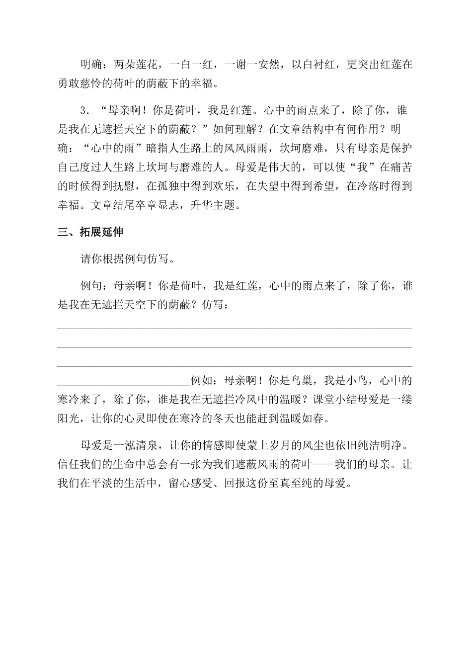 《荷叶母亲》教学设计_第2页