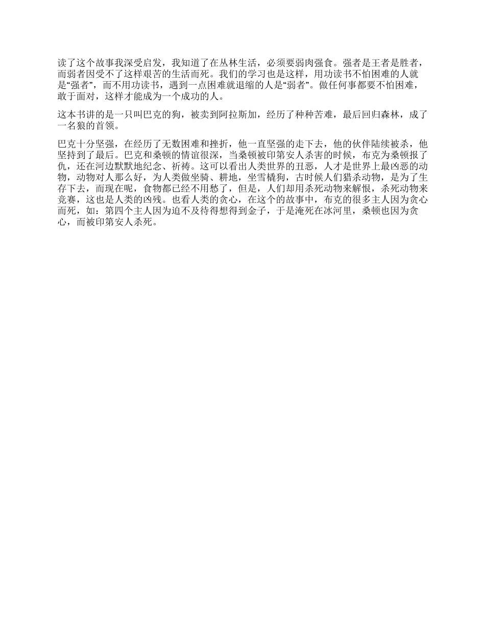 《荒野的呼唤》读后感_第3页