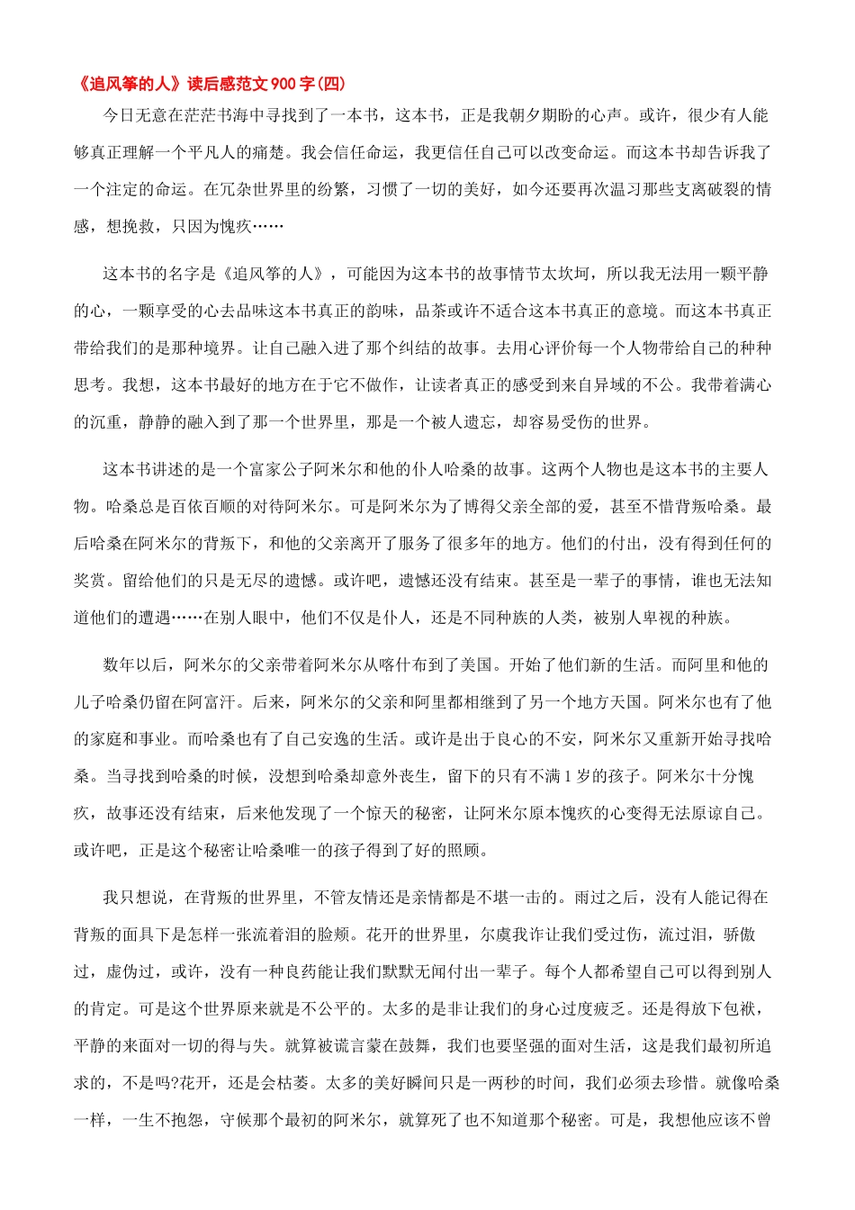 《追风筝的人》读后感文档900字2024_第3页