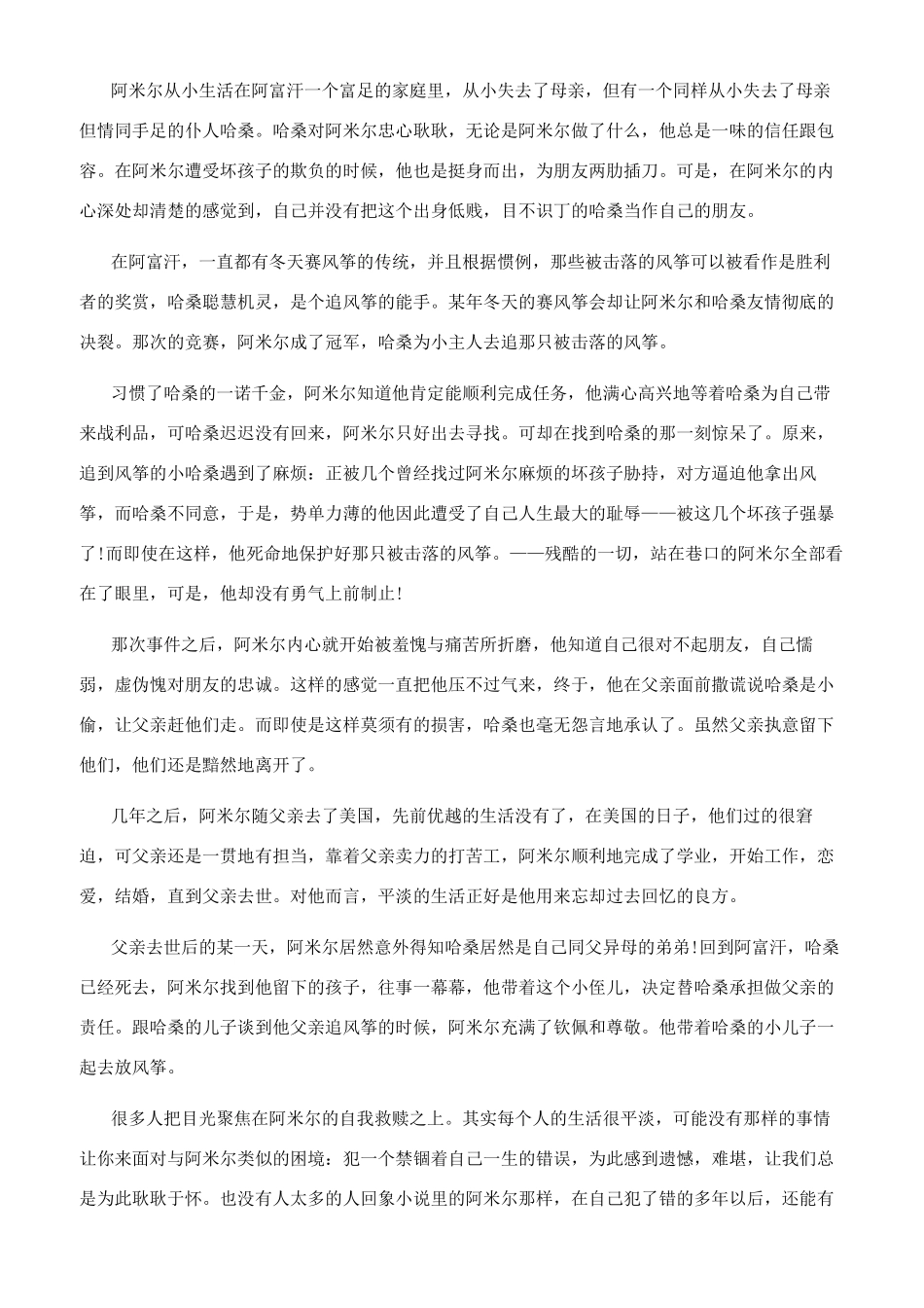 《追风筝的人》读后感集锦追风筝的人读后感_第2页