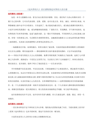 《追风筝的人》读后感集锦追风筝的人读后感