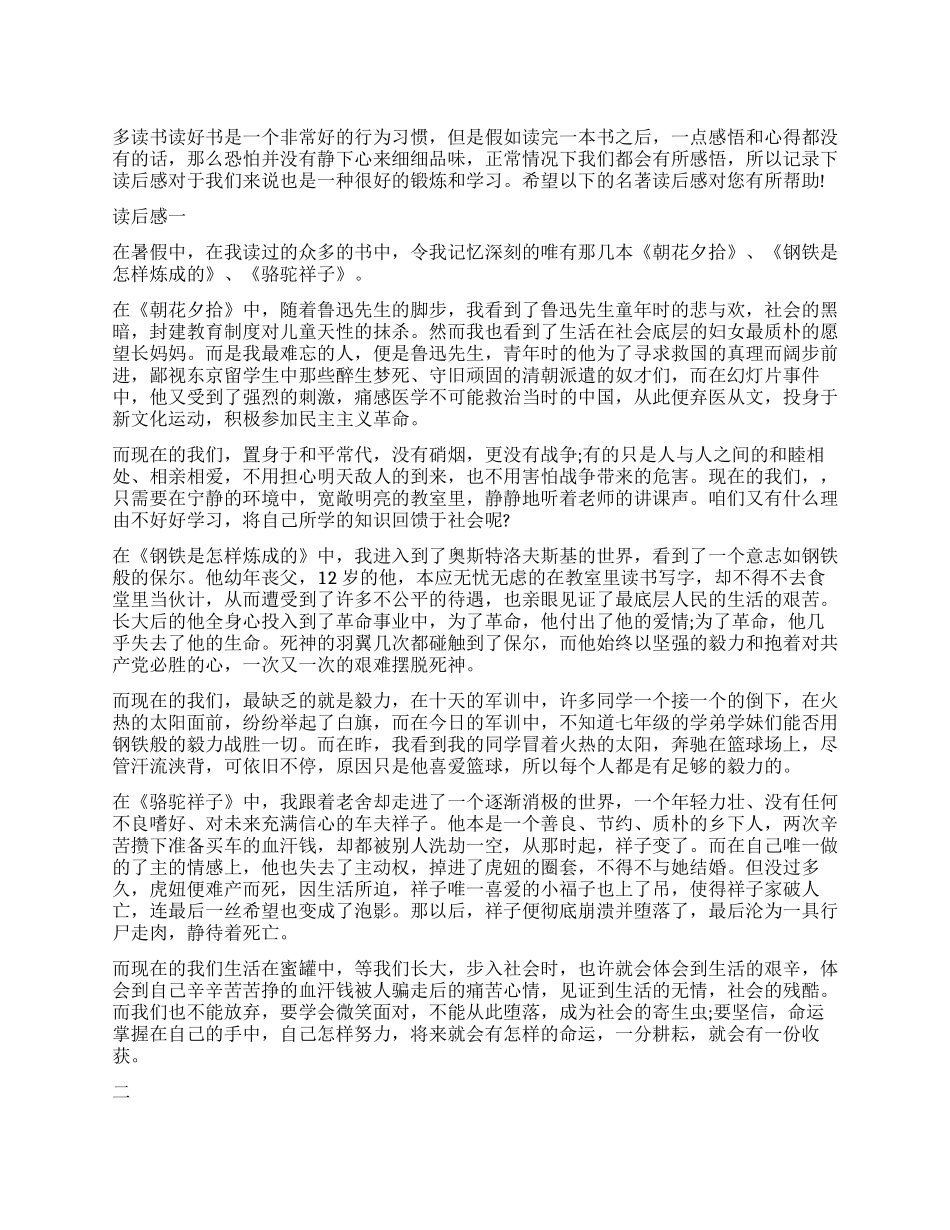 《钢铁是怎样炼成的》读后感6篇优秀作文_第1页